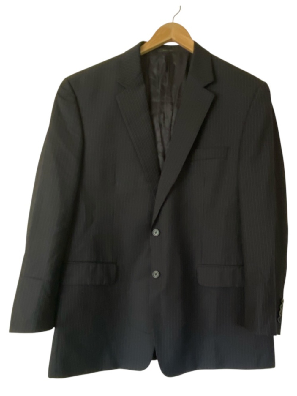 LAUREN By Ralph Lauren Dark Blue Pinstriped Men’s 100% Wool Coat Blazer Size 46R